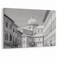 Charming Cathedral Street View – Black & White European Architecture Art