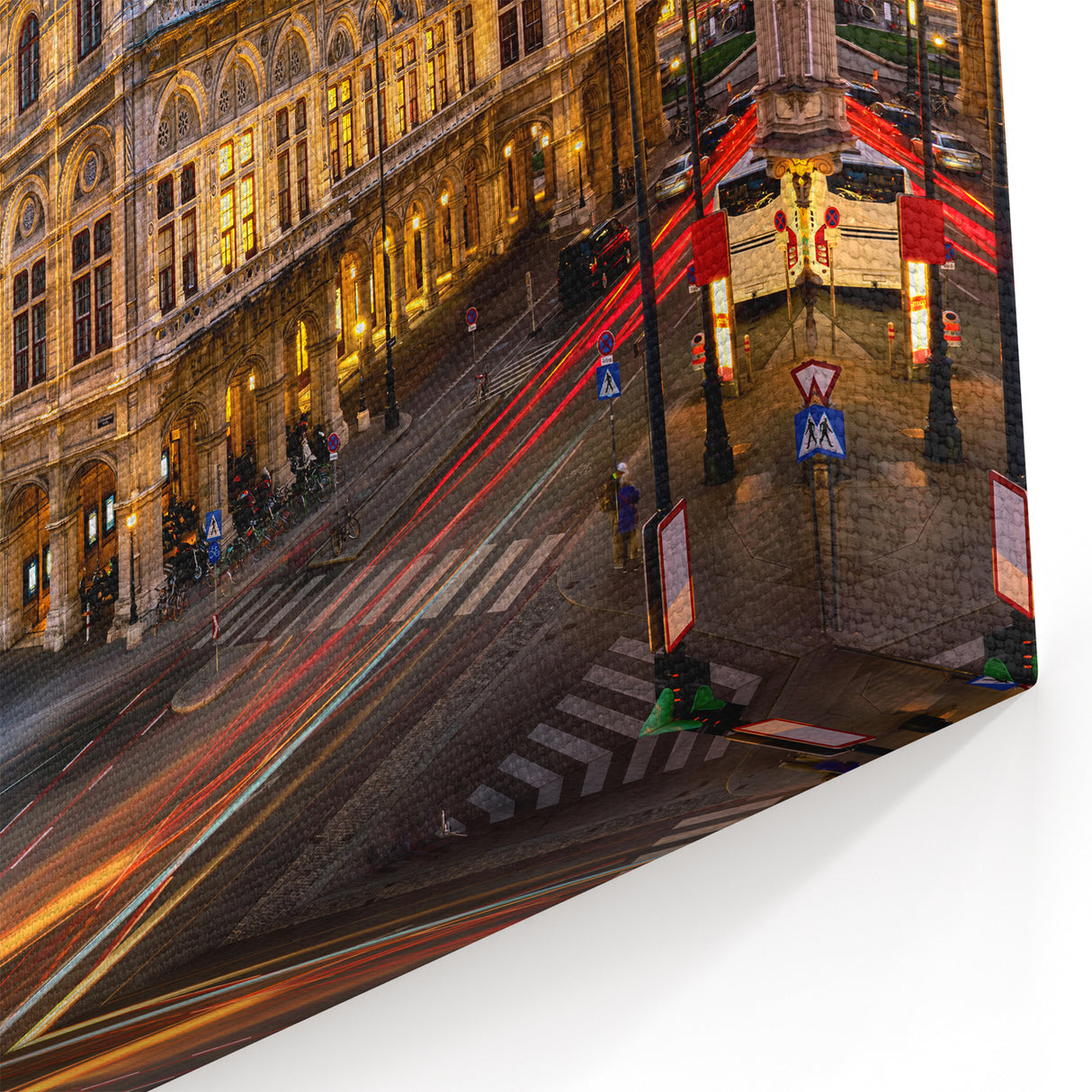 Elegant European Cityscape Art Print - Historic Night Scene Canvas