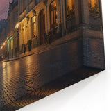 Twilight European Street Art Print - Serene Evening Cityscape Canvas