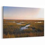 Golden Marshland Wall Art - Tranquil Sunset Over Wetland Scene