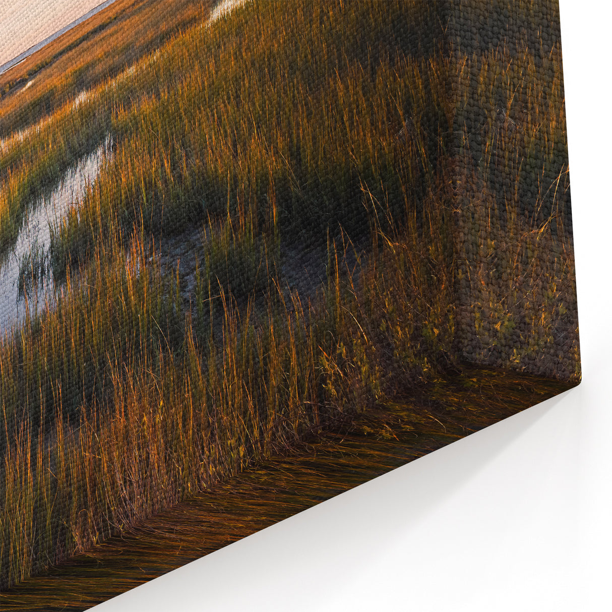 Golden Marshland Wall Art - Tranquil Sunset Over Wetland Scene