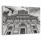 Ornate Cathedral Facade Art – Black & White European Architecture Print