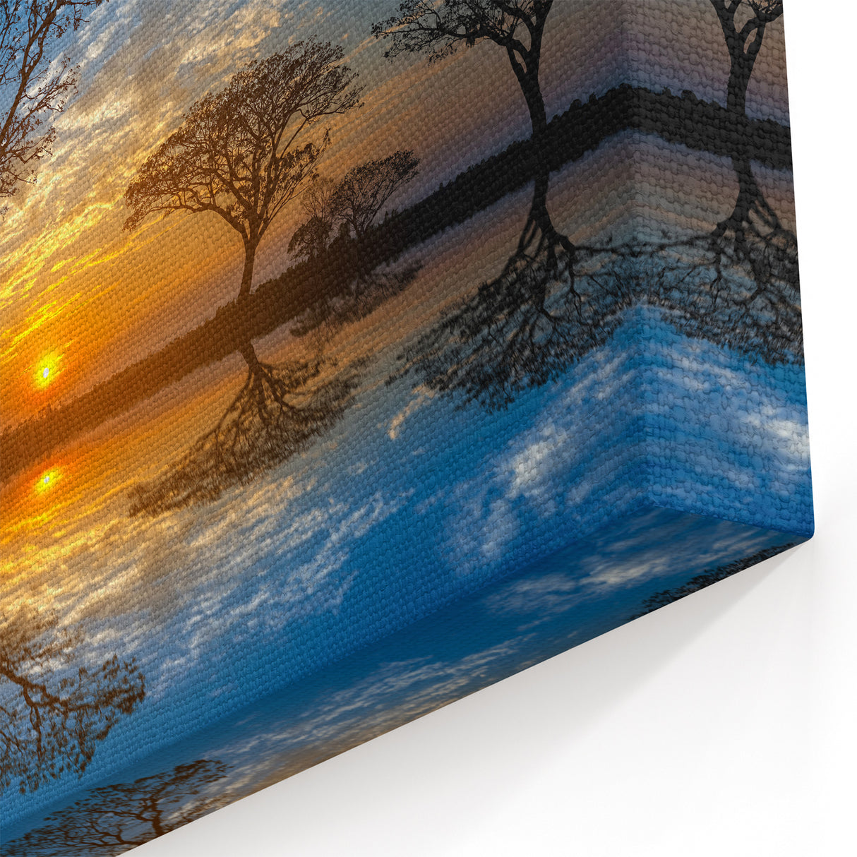 Sunset Reflection Wall Art - Silhouetted Trees Over Serene Waters