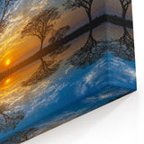 Sunset Reflection Wall Art - Silhouetted Trees Over Serene Waters