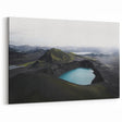 Misty Mountain Crater Lake Art - Serene Foggy Landscape Wall Decor