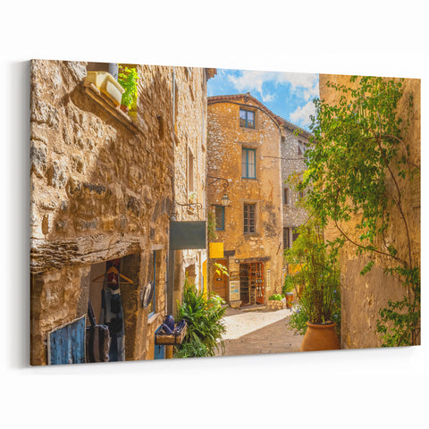 Rustic Stone Street Scene - Charming Urban Landscape Art Print