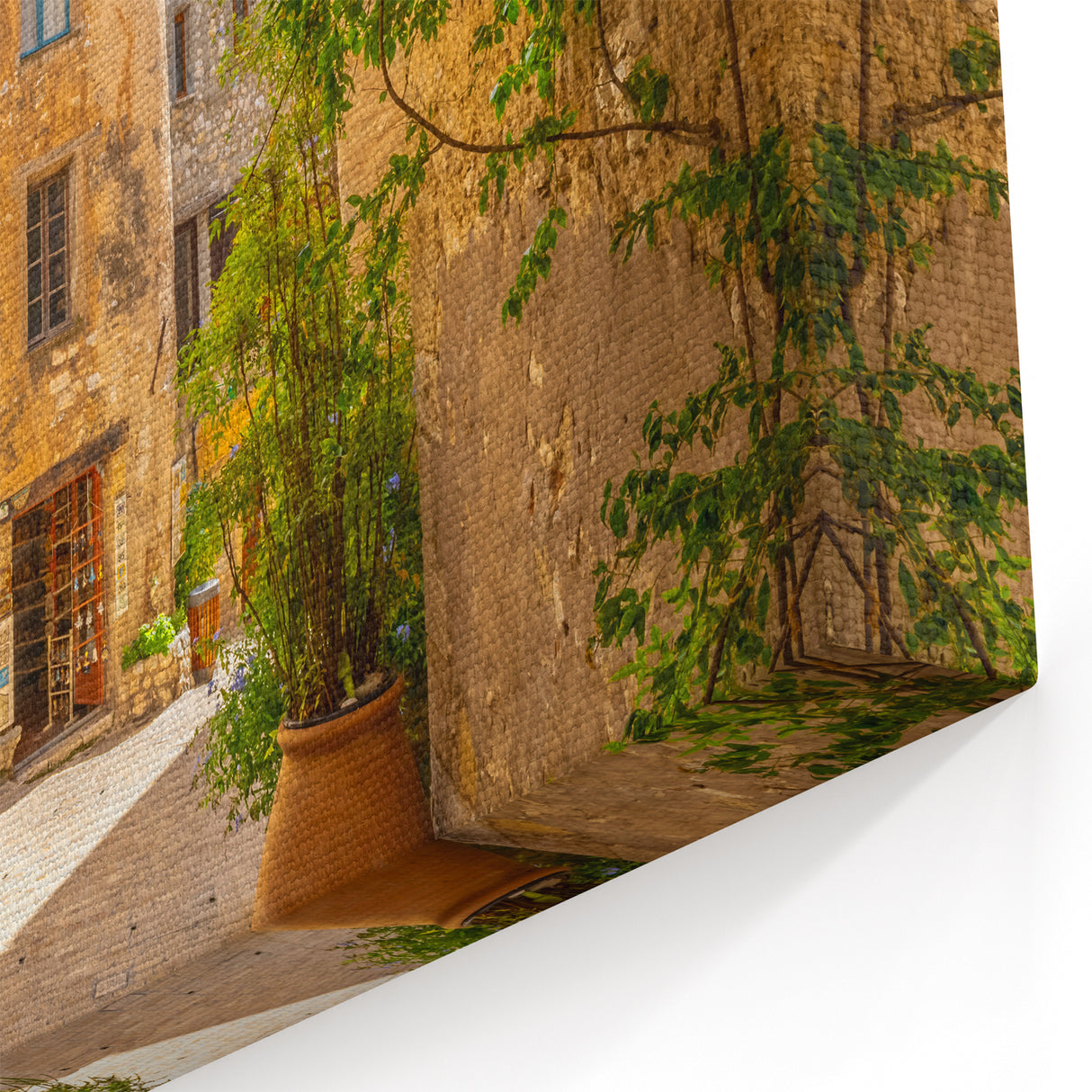 Rustic Stone Street Scene - Charming Urban Landscape Art Print