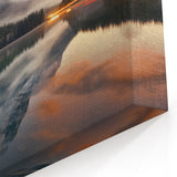 Snow-Capped Mountain Reflection Art - Serene Misty Lake Landscape