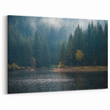 Misty Forest Lake Art - Tranquil Pine Trees and Reflective Water Decor