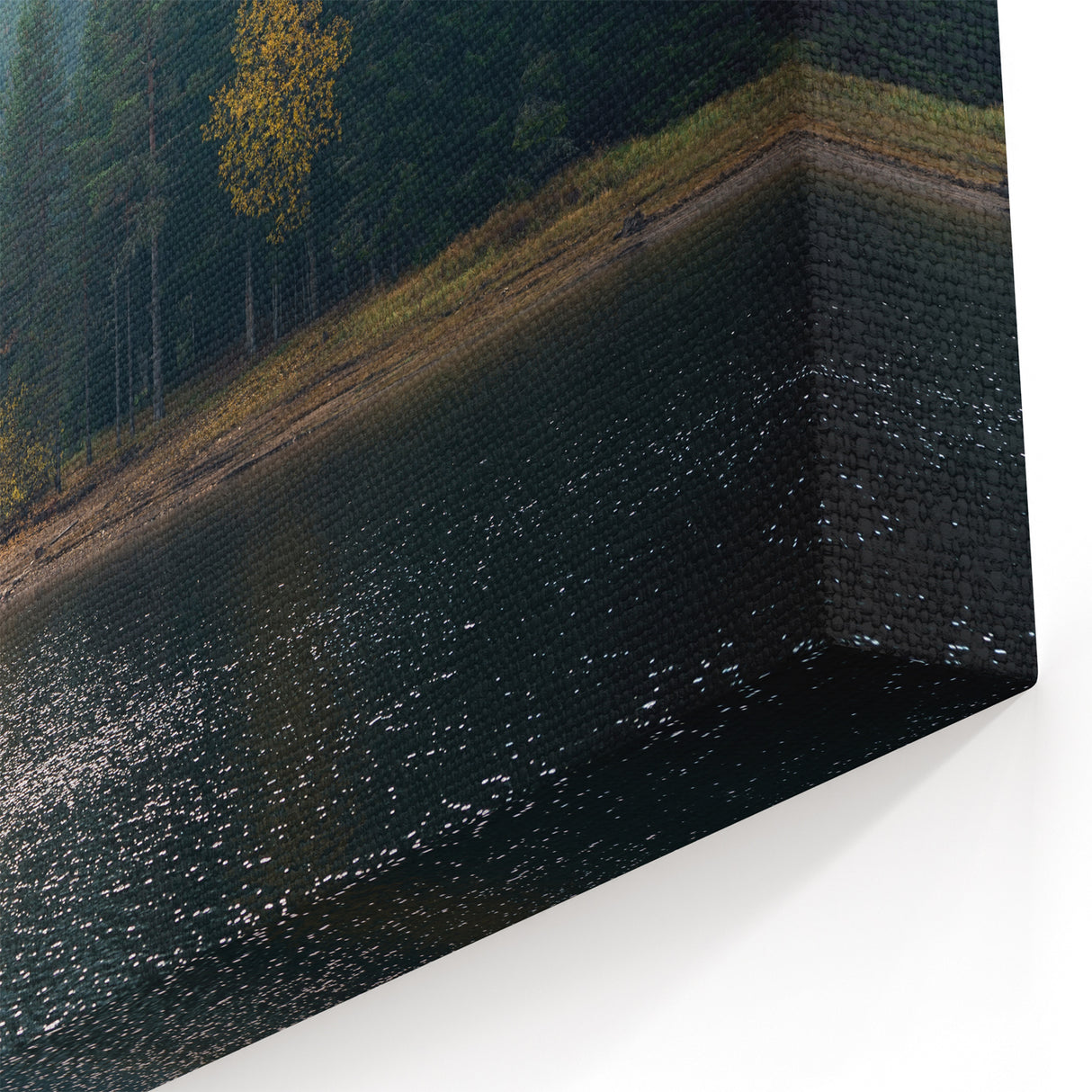 Misty Forest Lake Art - Tranquil Pine Trees and Reflective Water Decor