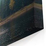Misty Forest Lake Art - Tranquil Pine Trees and Reflective Water Decor