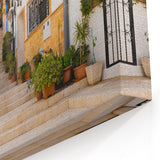 Sunlit Spanish Stairway - Bright Urban Street Landscape Art Print