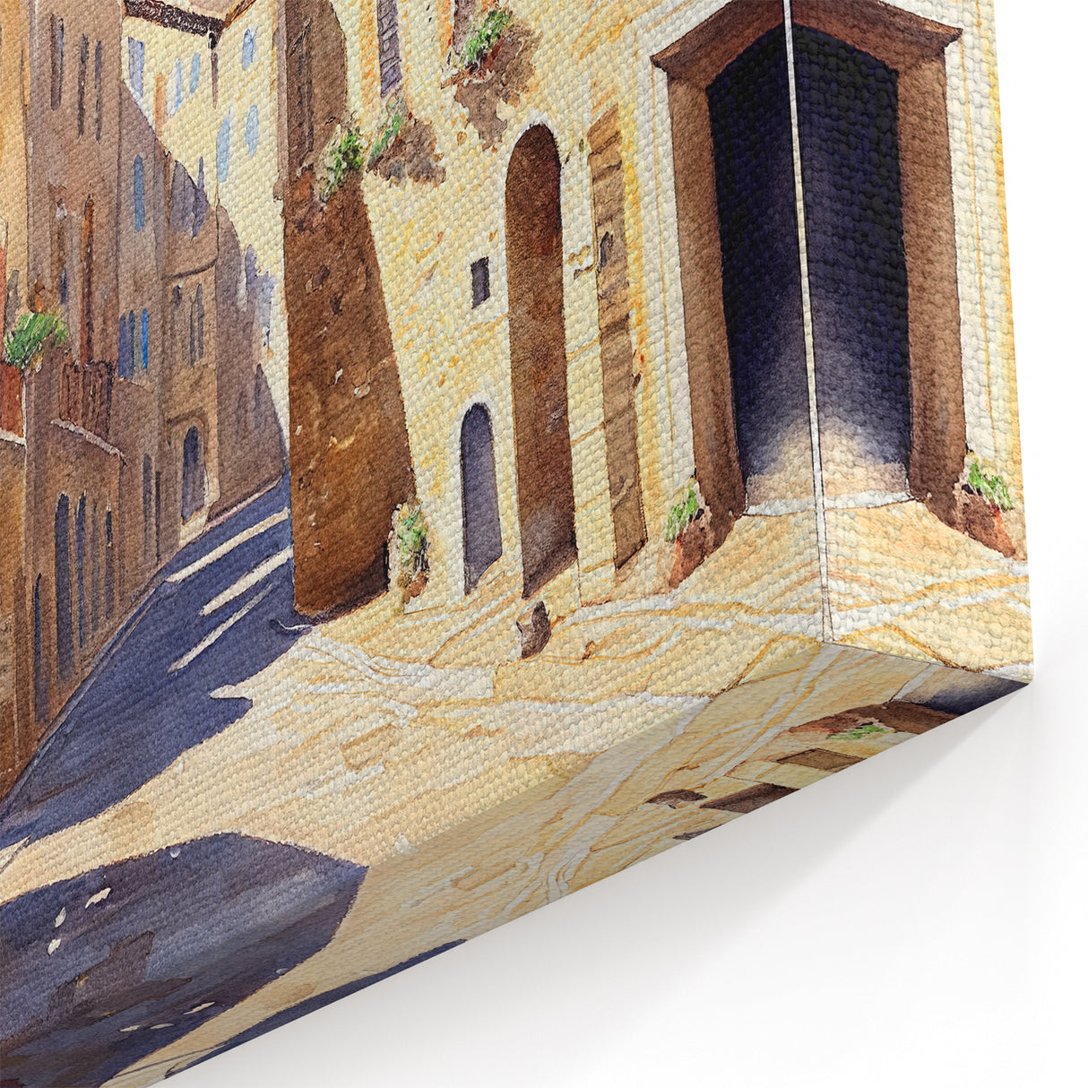 Warm Italian Street Scene - Urban Watercolor Landscape Art Print