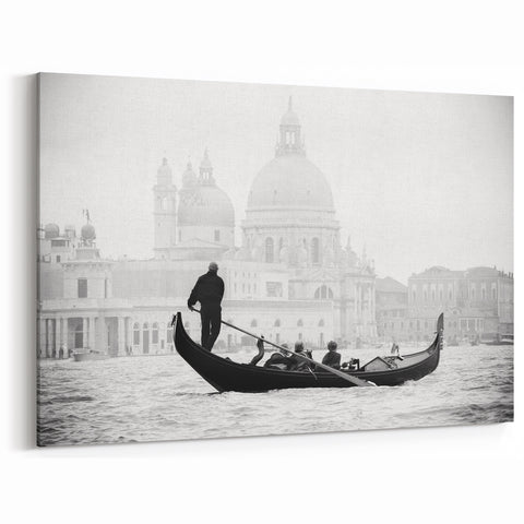 Black & White Venice Gondola Art | Italian Gondola Canvas Print