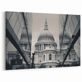 Modern Reflection Cathedral Art – Black & White Urban Architecture Print
