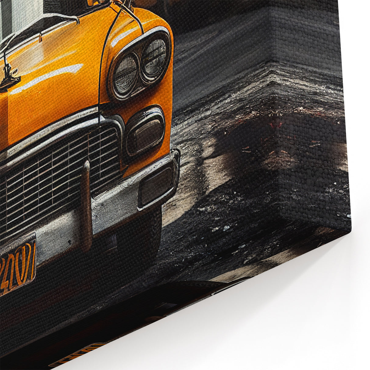Vintage Taxi in NYC Alley - Atmospheric New York City Taxi Wall Art Print