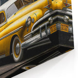 Classic Yellow Taxi on City Street - Nostalgic New York Taxi Wall Art