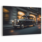 Classic Black London Taxi - Elegant Nighttime Taxi Wall Art Print