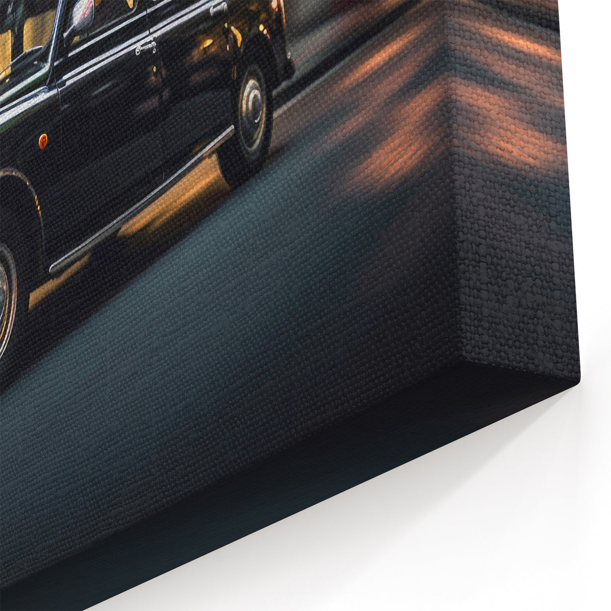 Classic Black London Taxi - Elegant Nighttime Taxi Wall Art Print