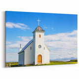 Church Canvas Prints | Peaceful White Church in Scenic Landscape