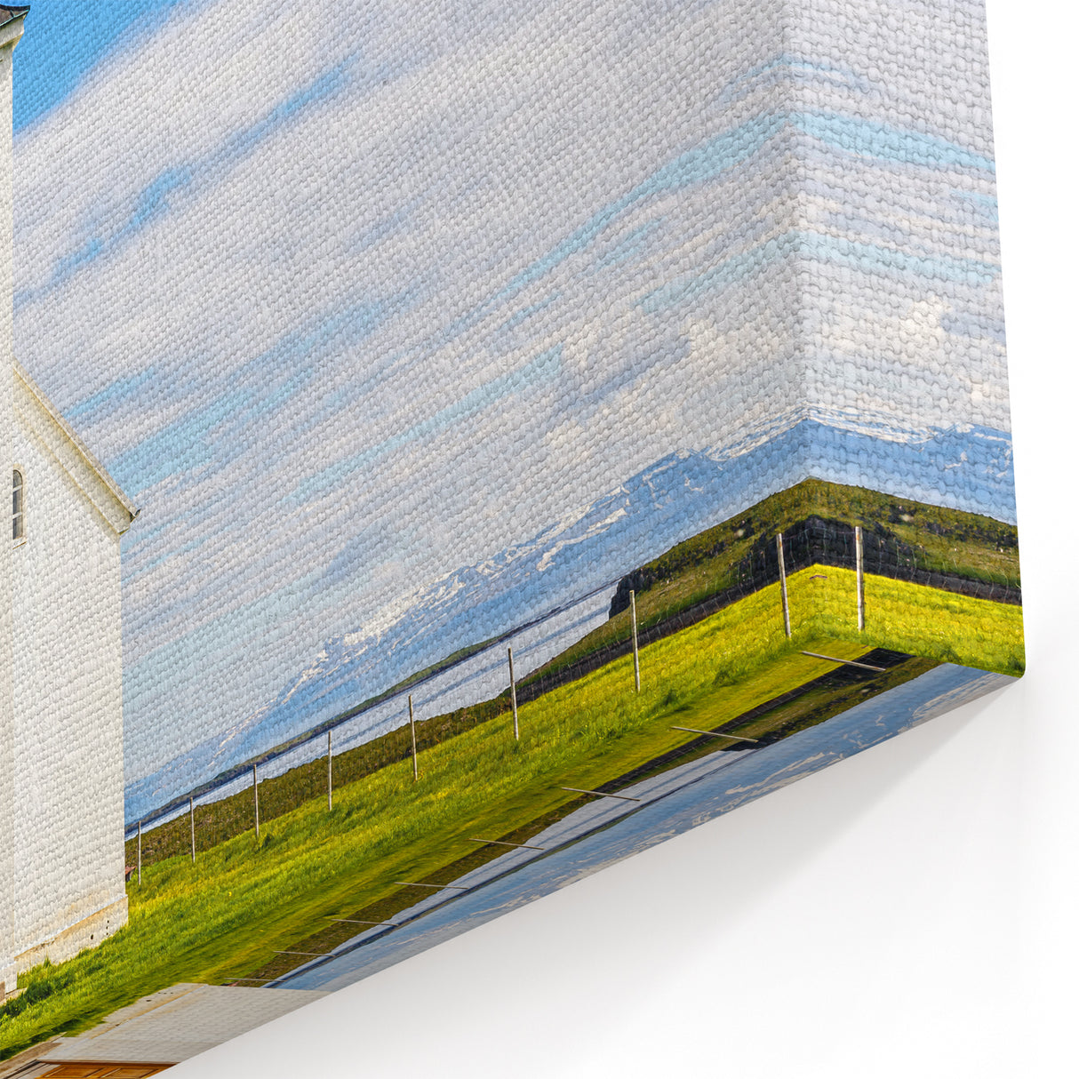 Church Canvas Prints | Peaceful White Church in Scenic Landscape