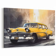 Retro Yellow Taxi Illustration - Vintage NYC Taxi Wall Art Print