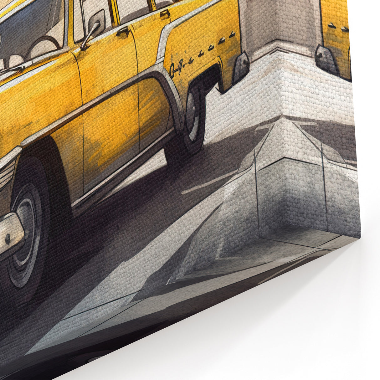 Retro Yellow Taxi Illustration - Vintage NYC Taxi Wall Art Print