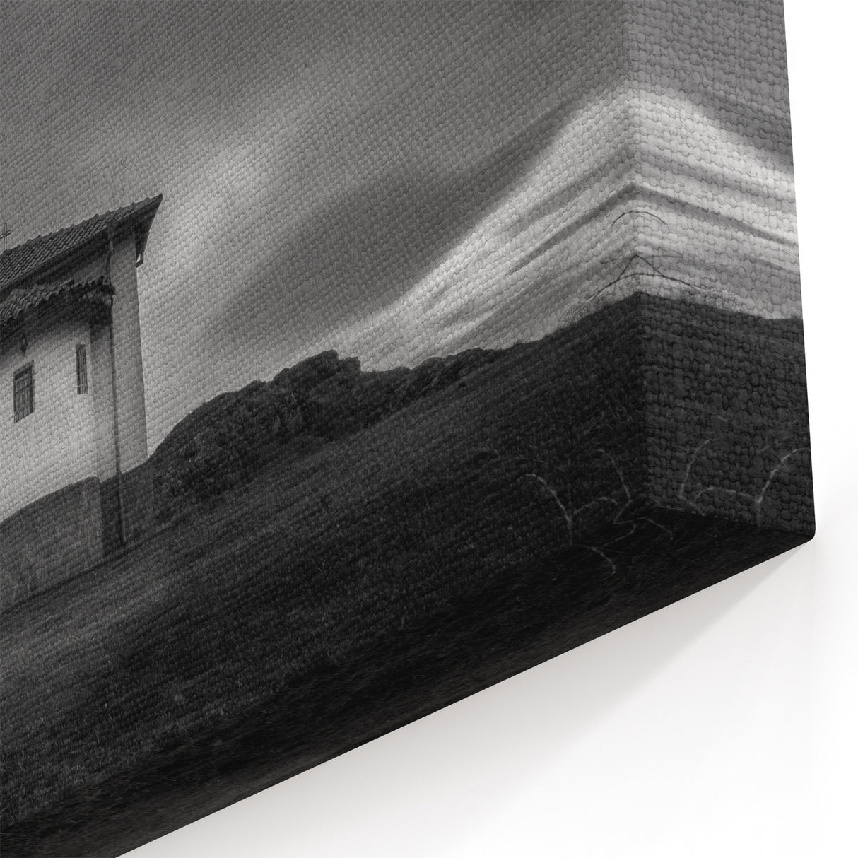 Church Wall Art | Dramatic Black and White Church Landscape Print