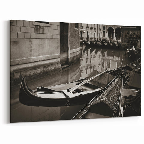 Venice Black & White Gondola Art | Italian Gondola Print | Elegant Decor