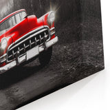 Striking Red Vintage Car in Forest - Dramatic Classic Car Wall Art Print
