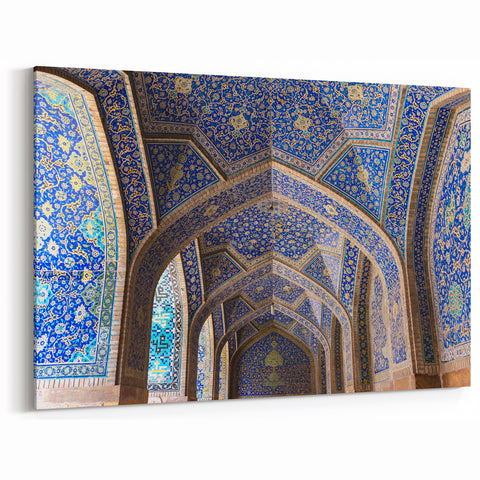 Church Wall Art | Intricate Blue Mosaic Ceiling Church Canvas Print