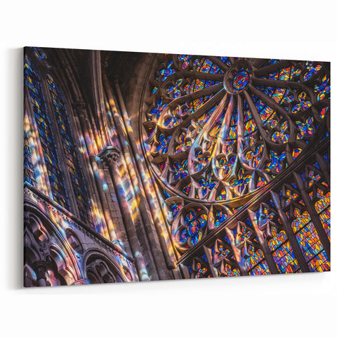 Church Wall Art | Vibrant Stained Glass Window Church Canvas Print