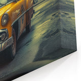 Vintage Yellow Taxi in NYC Street - Classic New York Taxi Wall Art Print
