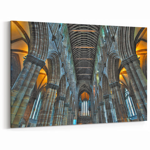 Church Wall Art | Grand Gothic Cathedral Interior Canvas Print
