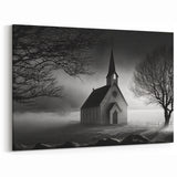 Gothic Church in Mist - Spiritual Christian Wall Art for Home Decor