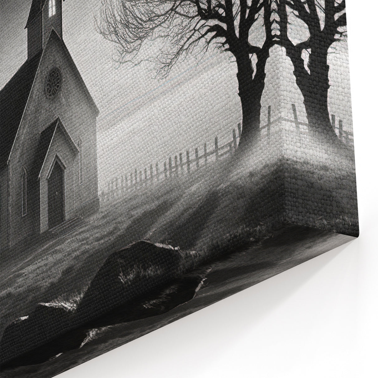 Gothic Church in Mist - Spiritual Christian Wall Art for Home Decor