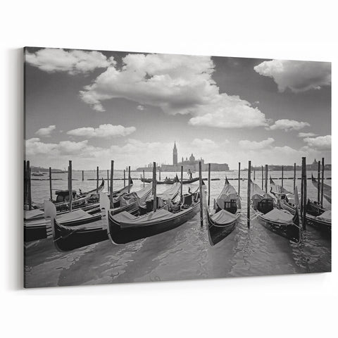 Venice Gondola Wall Art – Scenic Italian Waterways Black & White Print