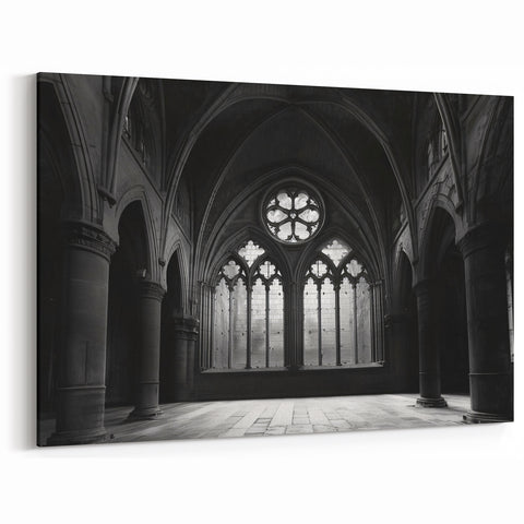 Gothic Church Interior - Monochrome Spiritual Wall Art for Home Decor