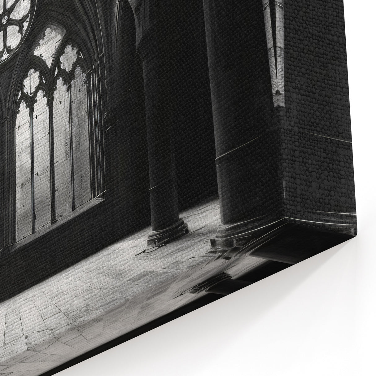 Gothic Church Interior - Monochrome Spiritual Wall Art for Home Decor