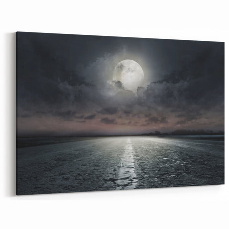 Scenic Road Trip Photography - Moonlit Highway Wall Art - Pathway Decor