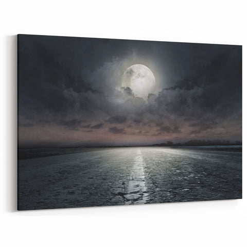 Scenic Road Trip Photography - Moonlit Highway Wall Art - Pathway Decor