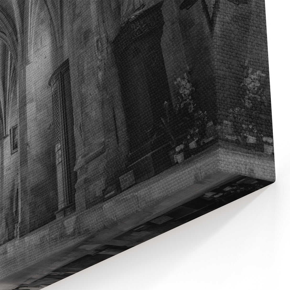 Gothic Church Hallway - Sacred Monochrome Religious Wall Art for Home