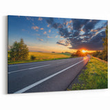 Sunset Road Trip Photography - Scenic Country Highway Wall Art Decor