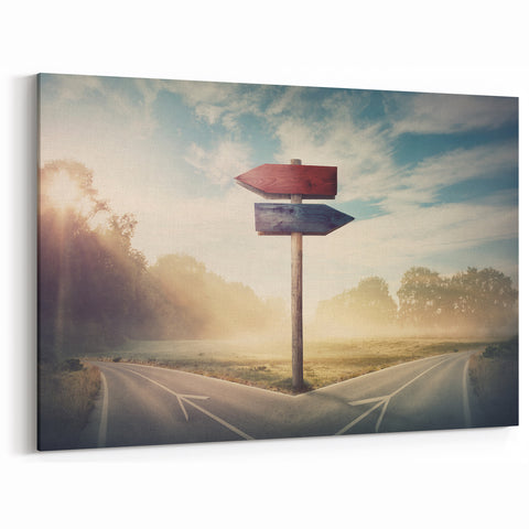 Fork in the Road Photography - Scenic Pathway Wall Art - Direction Sign Decor