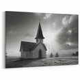Monochrome Church Sunrise - Spiritual Wall Art for Tranquil Decor
