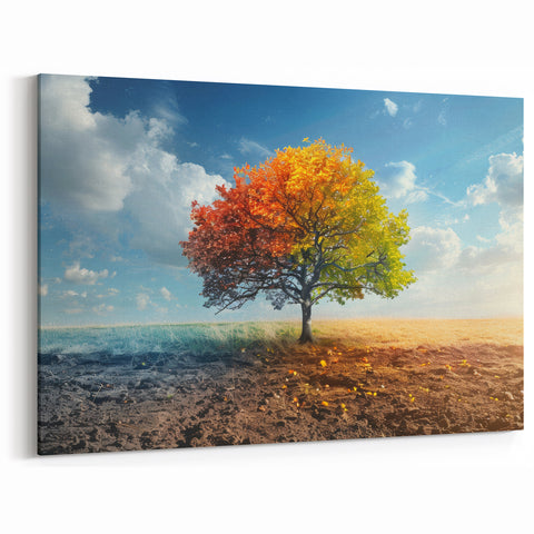 Four Seasons Tree - Vibrant Nature Wall Art in Scenic Landscape Prints