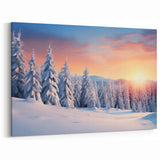 Winter Wonderland Sunrise - Serene Snowy Tree Wall Art in Landscape Prints