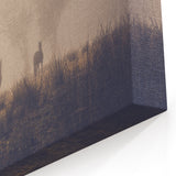 Horses in Morning Mist Art - Serene Foggy Pasture Landscape Decor