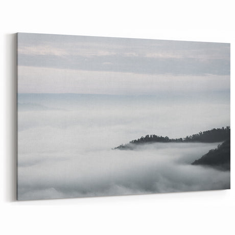Cloud-Covered Mountains Art - Serene Misty Landscape Wall Decor