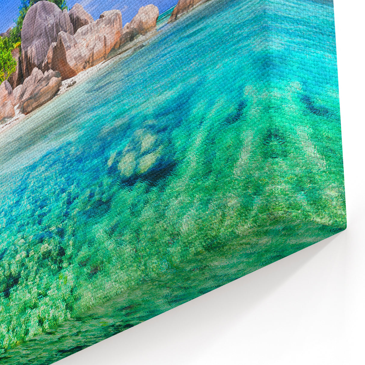 Tropical Beach Granite Rocks Wall Art - Coastal Landscape Canvas Print